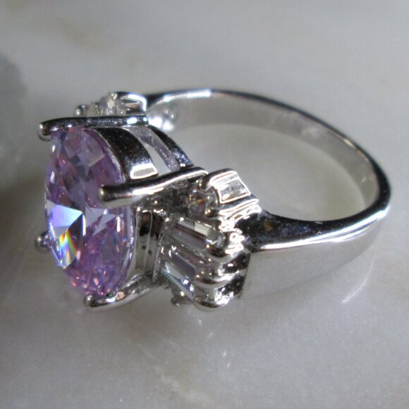 Lilac Bauble CZ Cocktail ring - Picture 7 of 9